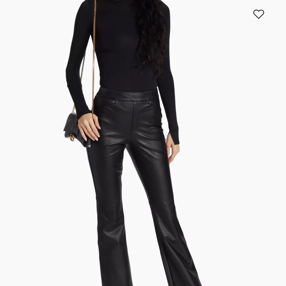 Spanx Stretch Faux Leather Flare Pants NWT XL BLACK - Picture 2 of 16